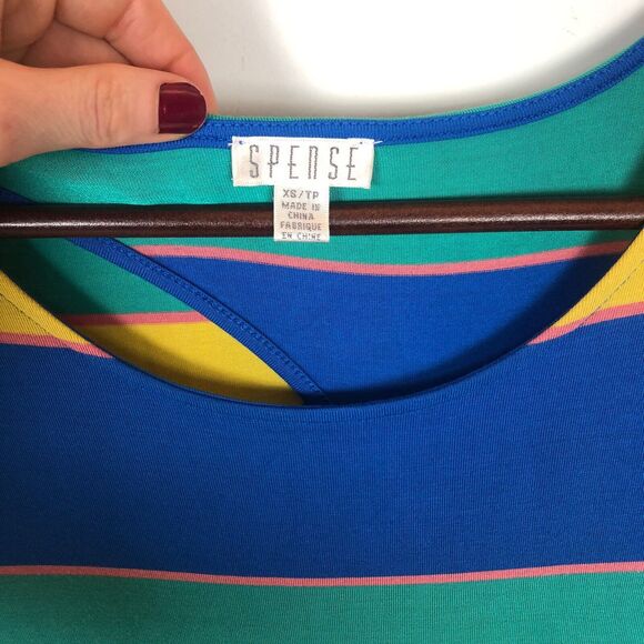 Spense Asymmetrical Colorful Stripe Sleeveless Dress Keyhole Back Womens Size XS - Picture 3 of 6